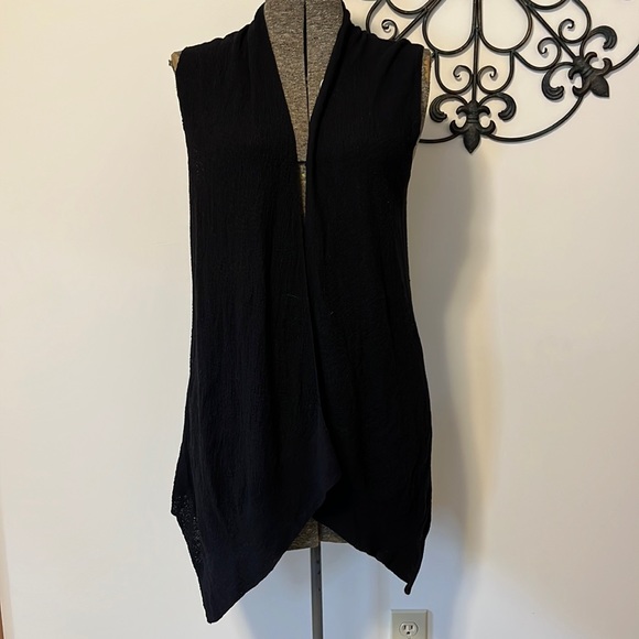 Eileen Fisher 100% wool shrug, sleeveless cardigan, open front, black, S - Picture 1 of 9
